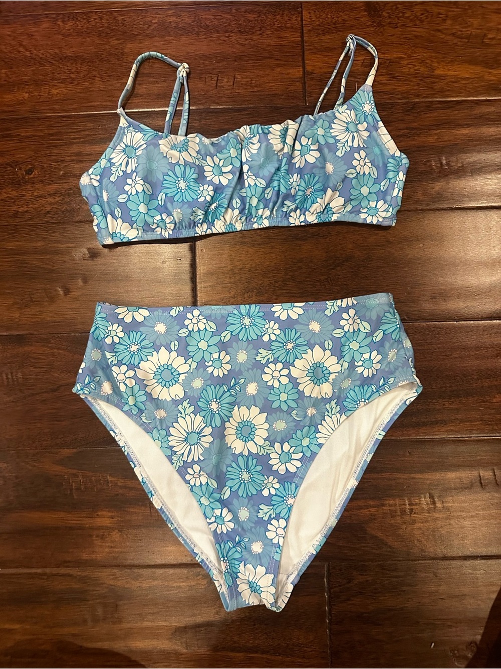 No Boundaries Blue and White Floral Bikini